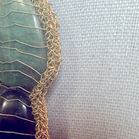 Vintage Handmade Wired Wrapped Turquoise, Jade, Pearl, Black Onyx Necklace - Picture 4 of 10